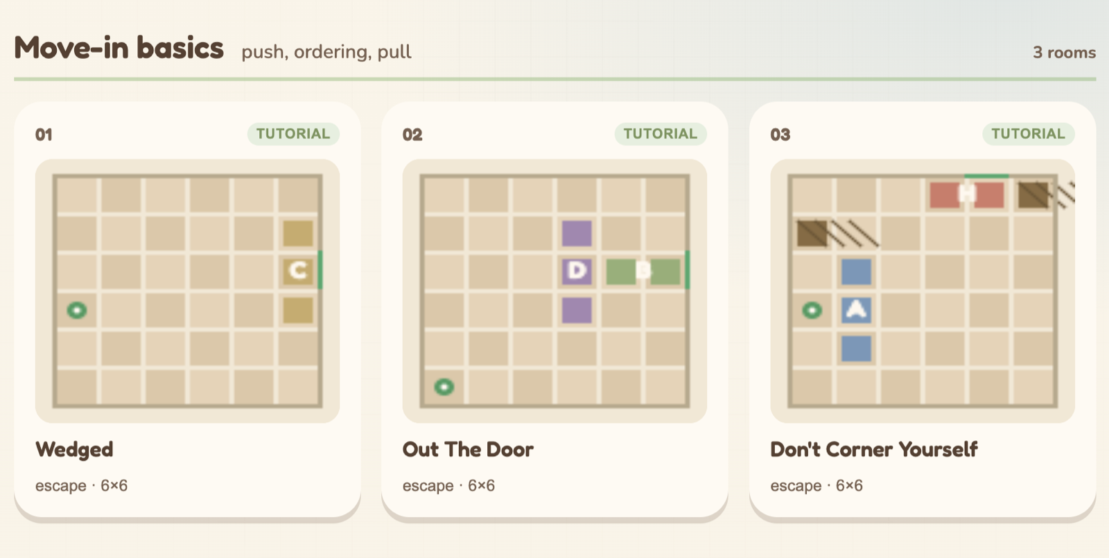 Boxed In Level Atlas — campaign rooms as floor-plan cards